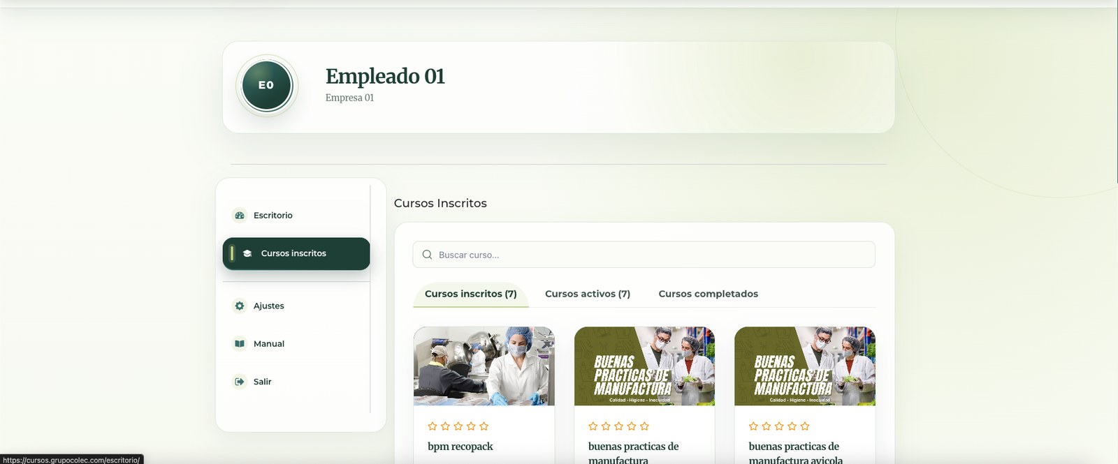 Escritorio del empleado - Cursos Grupo Colec