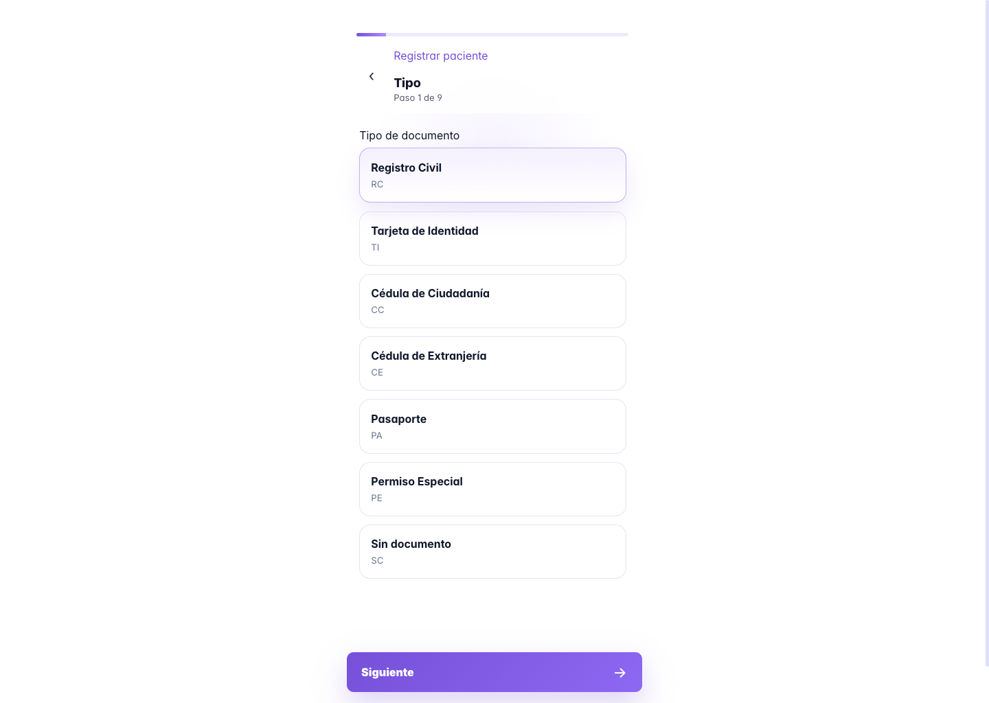 Admin · Registro de paciente - REGVAC