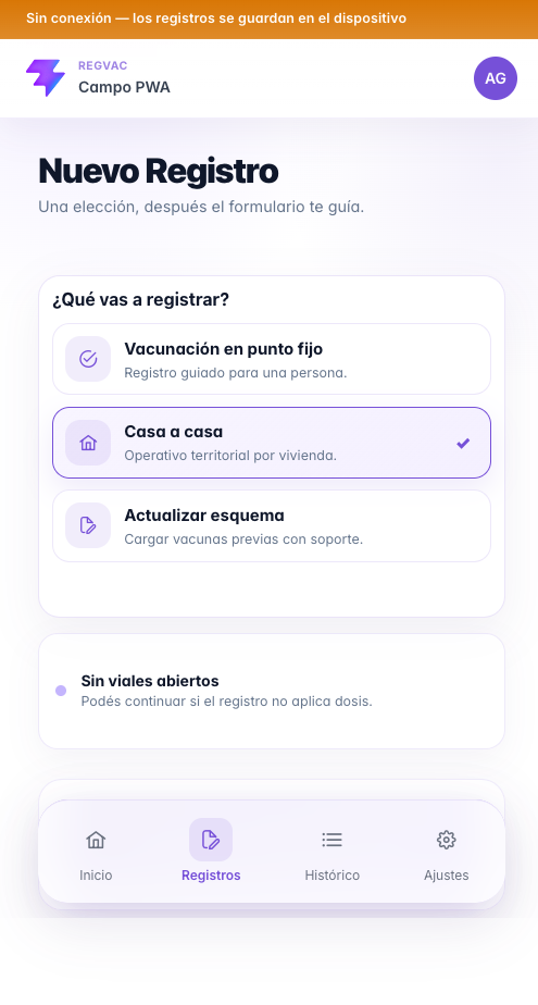 PWA · Casa a casa - REGVAC